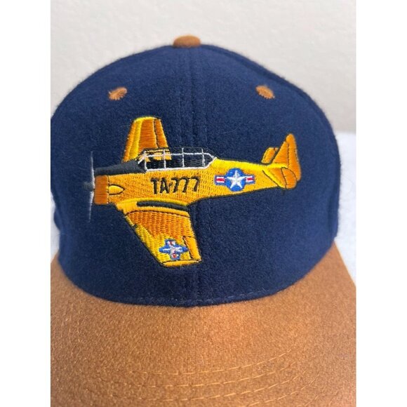 Otto Cap Navy & Brown Embroidered Trainer Aircraft TA-777 Hat T-6 Texan - Picture 2 of 9